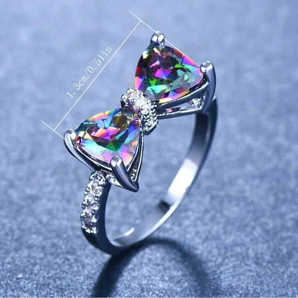 Mystic Fire Topaz Inspired Bow tie Ring - Picture 3 of 10